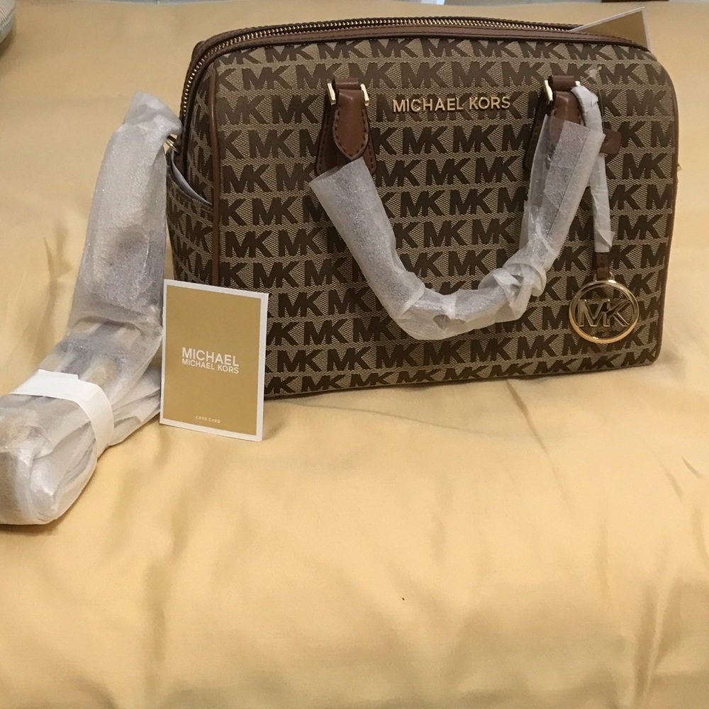Michael Kors Brown and Tan large Bedford Duffle
